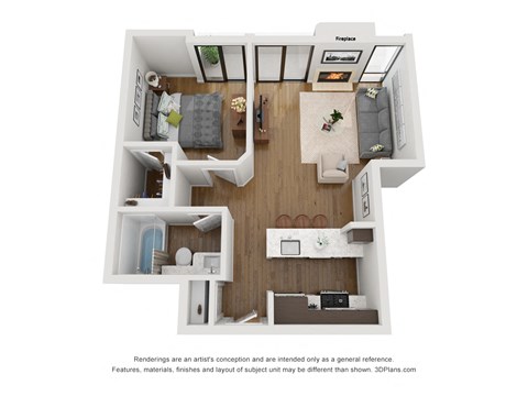 Floor plan for 2 beds, 2 baths, 815 sqft